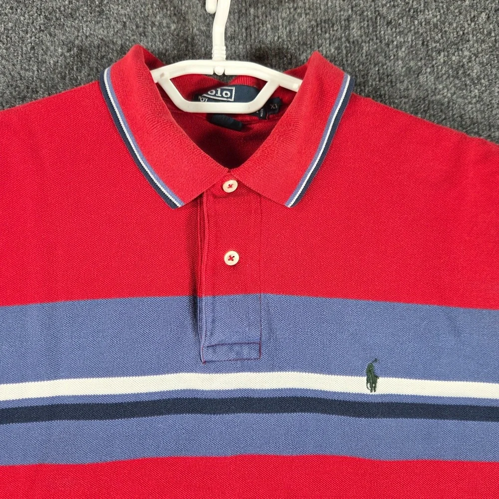 Polo Ralph Lauren Men's XL Red White Blue Cotton Polo Shirt Vintage